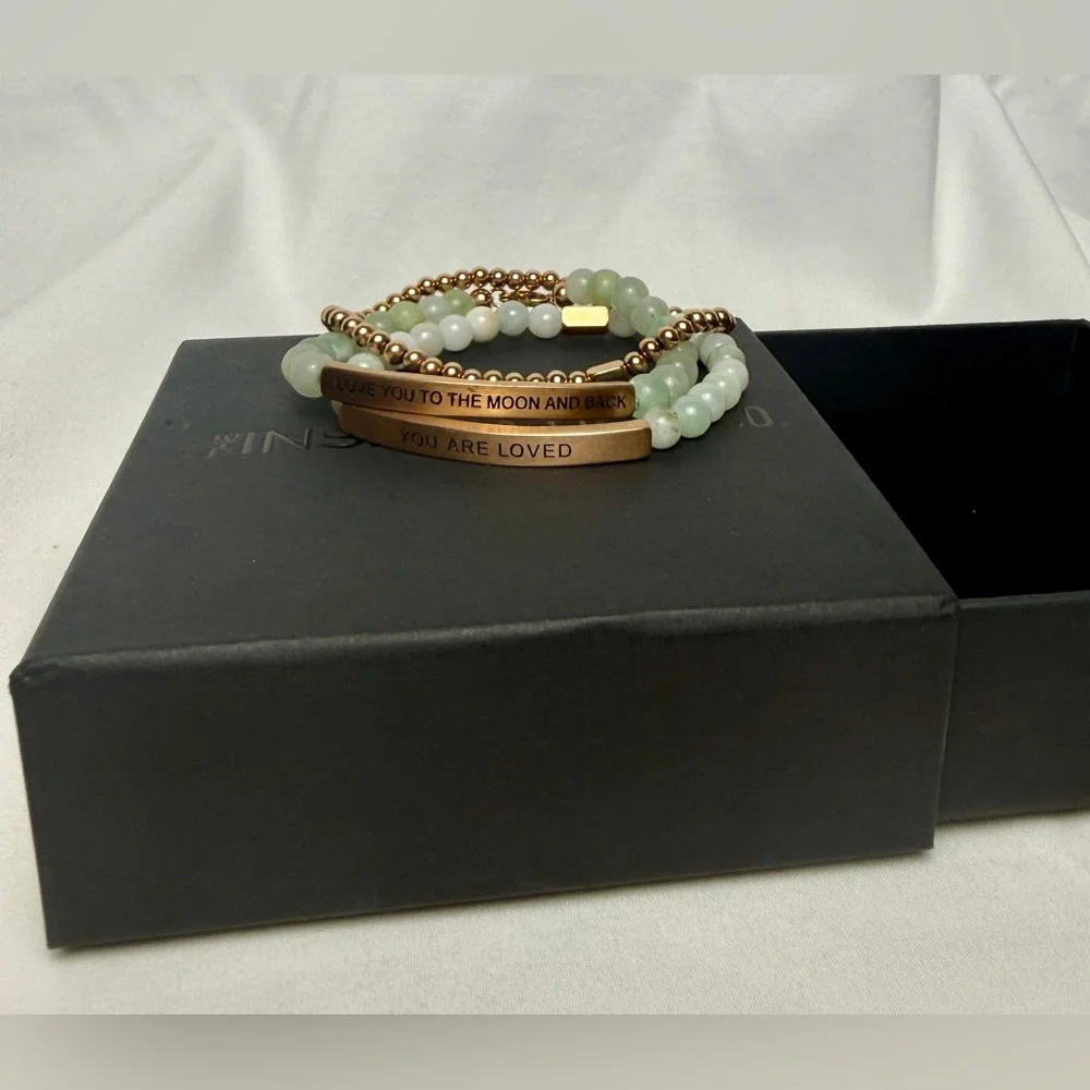 The Inspirational Co. Bracelet Set with Green and Gold Beads - Picture 1 of 4